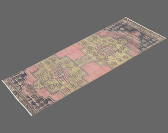2.6 X 8.8 ft Vintage Rug Runner,Floor Oushak Rug,Hallway Turkish Rug Runner,Oushak Rugs,long runner, narrow long runner,Oushak Long Runner