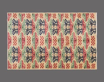 Vintage Oushak Turkish Rug: 5x8 Wool Anatolian Design
