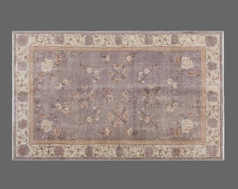 Refined Vintage Turkish Oushak Rug 117x202 cm (3.8 x 6.6 ft) | Interior Designer Rug | 60+ Years Old
