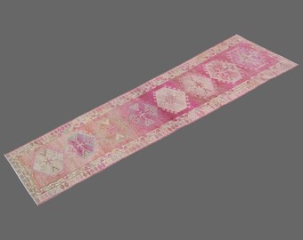 Runner Rug", Turkish Rug, Antique Rug, 2.10 x 11.6 feet, Oushak Rug, Vintage Rug, Oriental Rug, Handmade Rug, Hallway Rug", Kitchen Rug