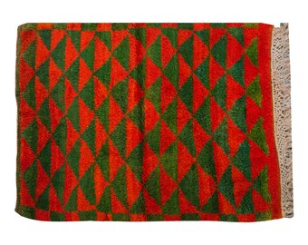 4x5 Shaggy vintage Turkish Handmade Tulu rug,Bohemian Wool Beni Ourain Rug,Flokati Rug