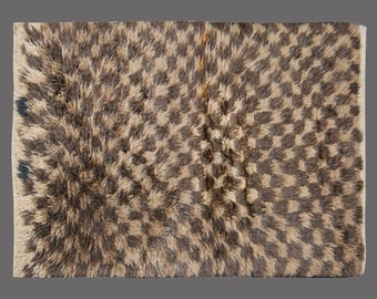 3'2"x4'9" ft Moroccan Beni Ourain Rug,Vintage Handmade Wool Tulu Flokati Rug