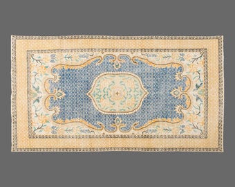 Skylace of Isparta, Vintage Turkish Rug, 4 x 7 ft Rug, Vintage Rug