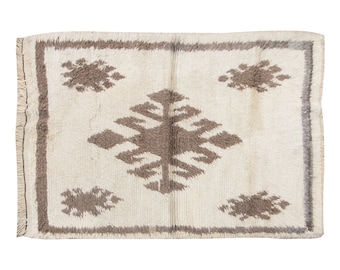 4x6 Shaggy vintage Turkish Handmade Tulu rug,Bohemian Wool Beni Ourain Rug,Flokati rug
