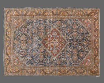 60+ yrs Old 125x200 cm Vintage Oushak Rug – Handwoven Wool Area Rug – Bohemian Tribal & Caucasian Design