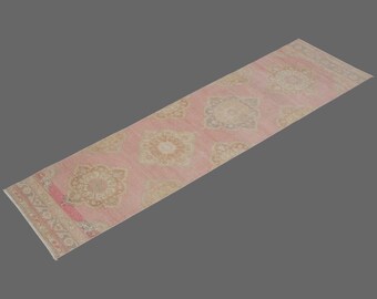 2.8 X 10.11 ft Vintage Rug Runner,Floor Oushak Rug,Hallway Turkish Rug Runner,Oushak Rugs,long runner, narrow long runner,Oushak Long Runner