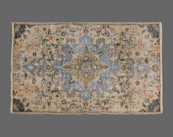 Area Rug, Turkish Rug, Vintage Rug, 3'8 x 7 feet, Antique Rug, Oriental Rug, Handmade Rug, Decorative Rug, Oushak Rug,Old Rug