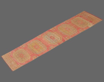 Turkish Rug", Antique Rug, Muted Rug, 2'2 x 10'6 feet, Oushak Rug, Vintage Rug, Oriental Rug, Runner Rug, Hallway Rug, Kitchen Rug,Floor Rug