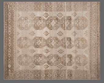 Vintage Turkish Ersarı Rug 235x285 cm (7.7x9.3 ft) | Large Area Rug | 60+ Year Old