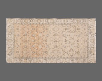 3x7 Oriental Vintage Area Rug,Bohemian Vintage Oushak Rug,Turkish Farmhouse Decor, Wool Rug