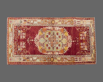 Turkish Rug, Vintage Rug, 3 x 6 feet, Oushak Rug, Antique Rug, Oriental Rug, Handmade Rug, Decorative Rug, Muted Rug, Old Rug,Area Rug
