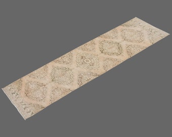 2.11 X 12.2 ft Vintage Rug Runner,Floor Oushak Rug,Hallway Turkish Rug Runner,Oushak Rugs,long runner, narrow long runner,Oushak Long Runner