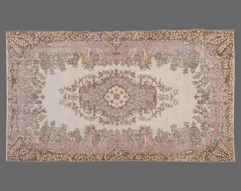 Roseveil of Isparta, Vintage Turkish Rug, 4 x 7 ft Rug, Vintage Rug