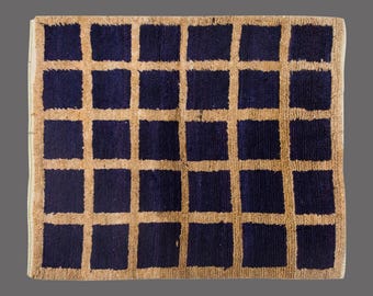 4x5 Moroccan Wool Beni Ourain Rug,Vintage Bohemian Flokati Rug