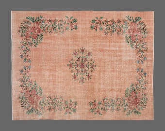 Turkish Rug, Vintage Rug, 7'1 x 10 feet, Oushak Rug, Antique Rug, Oriental Rug, Handmade Rug, Decorative Rug, Muted Rug, Old Rug,Area Rug