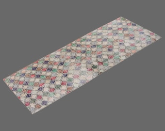Handmade Vintage Turkish Oushak Rug: Bohemian Oriental Design (1.11 x 5.9 ft.)
