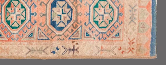 ヴィンテージトルコランナーラグ：2 x 16フィートの手織りウールノマド