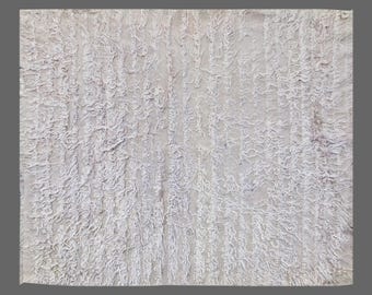 4x4 Moroccan Beni Ourain Rug,Vintage Handmade Wool Tulu Flokati Rug