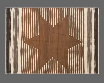 Vintage Turkish Siirt Blanket Kilim Rug, 60+ Years Old, 120 x 165 cm (3.9 x 5.4 ft)