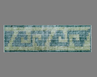 Antique Oushak Runner Rug 73x292 cm, 2'5" x 9'7" Turkish Rug 60+ Years Old Handmade Vintage Oriental Rug Hallway Rug