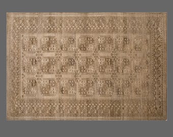 Large 60+ Yr Hand-Spun Wool Oushak Rug – Vintage Turkish Bohemian & Traditional Caucasian Motifs – 245x360 cm / 8x11.8 ft – Artisan Crafted