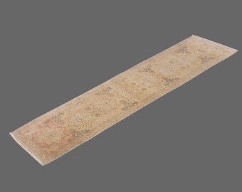 Turkish Rug", Runner Rug, Vintage Rug, 2.7 x 11.1 feet, Kitchen Rug, Oushak Rug, Antique Rug, Oriental Rug, Hallway Rug, Muted Rug, Wool Rug