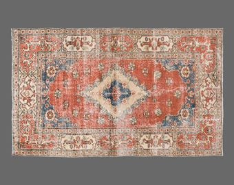 Rust Memory of Isparta, Vintage Turkish Rug, 4 x 7 ft Rug, Vintage Rug