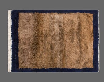 Vintage Turkish Tulu Rug, Goat Hair Shaggy Rug, Bohemian Decor (3.8 x 5.2 ft)