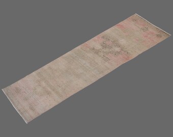 Whispers of Oushak, Vintage Turkish Runner Rug, 3 x 12 ft Rug, Vintage Runner Rug