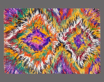 Shaggy Turkish Tulu Rug: Bohemian Wool Beni Ourain Style, Vintage Handmade