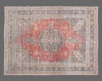 10x13 Turkish Area Rug, Vintage Rug, Handwoven Wool Carpet, Oversized Bohemian Area Rug, Living Room Decor, Large Rug, 10x13 Carpet