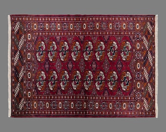 Vintage Turkmen Rug, 2.6 x 3.8 ft Handmade Wool Rug, Traditional Tribal Area Rug