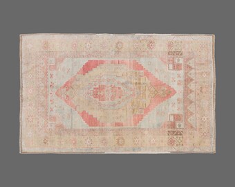 Blush Mirage of Konya, Vintage Turkish Rug, 5 x 7 ft, Vintage Rug