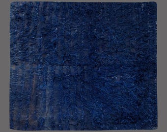 Shaggy Vintage Turkish Tulu Rug: Bohemian Wool Beni Ourain Style (4'7"x4'7")