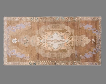 Area Rug, Turkish Rug, Vintage Rug, 170 x 345 cm (5.6 x 11.3 ft), Oushak Rug, Antique Rug, Oriental Rug, Handmade Rug, Old Rug, 60+ Years