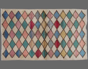 Candy Mosaic, Vintage Turkish Rug, 3 x 5 ft Rug, Vintage Rug