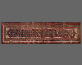 60+ Years Old Vintage Turkish Oushak Rug Runner 116x484 cm (3'10"x15'10") – Handmade Narrow Hallway Runner, Antique Long Floor Carpet