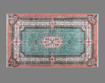 Handmade Oushak Rug 120x205 cm, Vintage Turkish Rug 3'11" x 6'9", 60+ Years Old, Antique Wool Rug, Area Rug