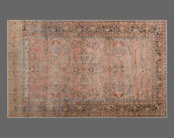 Hand-Spun Wool Oushak Rug – 268x360 cm / 8'9" x 11'10" – 60+ Yr Vintage Turkish Bohemian & Caucasian Motifs