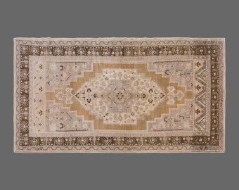 Large Turkish Vintage Rug – 6'1" x 10'6" – Handwoven Wool on Wool – Bohemian & Oriental Design – Antique Oushak Rug–Area Rug–Decorative Rug