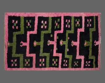 4x8 Moroccan Beni Ourain Rug,Vintage Handmade Wool Tulu Flokati Rug