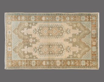 Sacred Geometry of Konya, Vintage Turkish Rug, 4 x 7 ft Rug, Vintage Rug