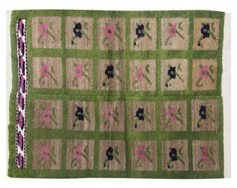 4x5 Turkish Handmade Wool Shaggy Rug,Bohemian Beni Ourain Rug,Flokati Rug