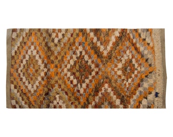 4x7 Moroccan Wool Beni Ourain Rug,Vintage Bohemian Flokati Rug