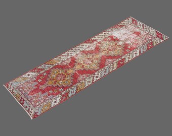 Runner Rug", Turkish Rug, Antique Rug, 2.7 x 8.10 feet, Oushak Rug, Vintage Rug, Oriental Rug, Handmade Rug, Hallway Rug", Kitchen Rug