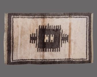 4x6 Moroccan Wool Beni Ourain Rug,Vintage Bohemian Flokati Rug