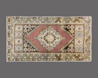 Rose Geometry of Anatolia, Vintage Turkish Rug, 4 x 7 ft Rug, Vintage Rug