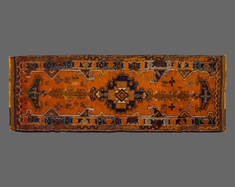 Hallway Runner "Rug 3.5" x 9.9" Vintage Ushak Runner Rug, Size: 105 x 297 cm,Pale Muted colors rug,Distressed Rug,Area Rug,Kitchen Rug