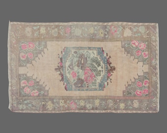Vintage Rug, Area Rug, Turkish Rug, 5 x 8 feet, Oushak Rug, Antique Rug, Oriental Rug, Handmade Rug, Decorative Rug, Large Rug,Old Rug