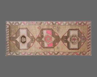 Vintage Turkish Runner Rug 6x14: Handwoven Wool Hallway Rug